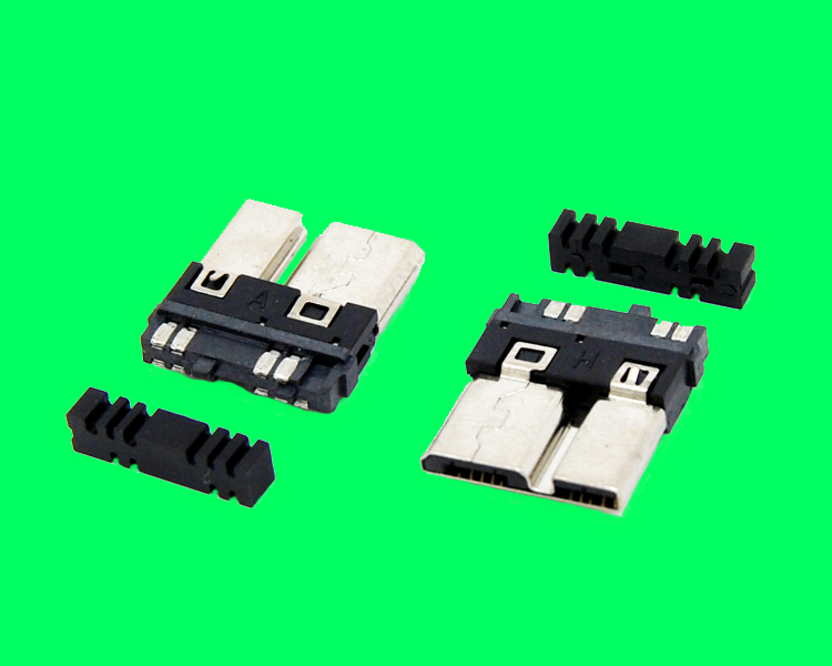 MICRO USB 3.0 B PLUG 超薄全通槽 自动焊带线夹