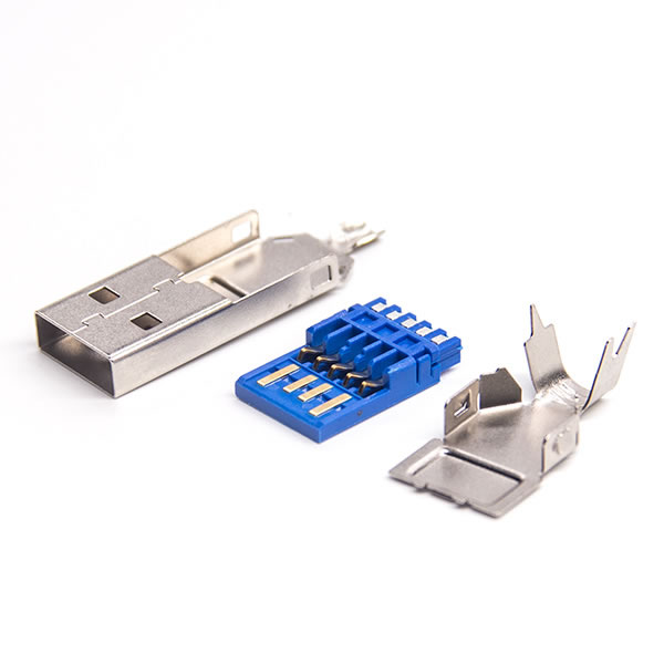 USB 3.0A公焊线三件套带圆孔自动焊预加锡